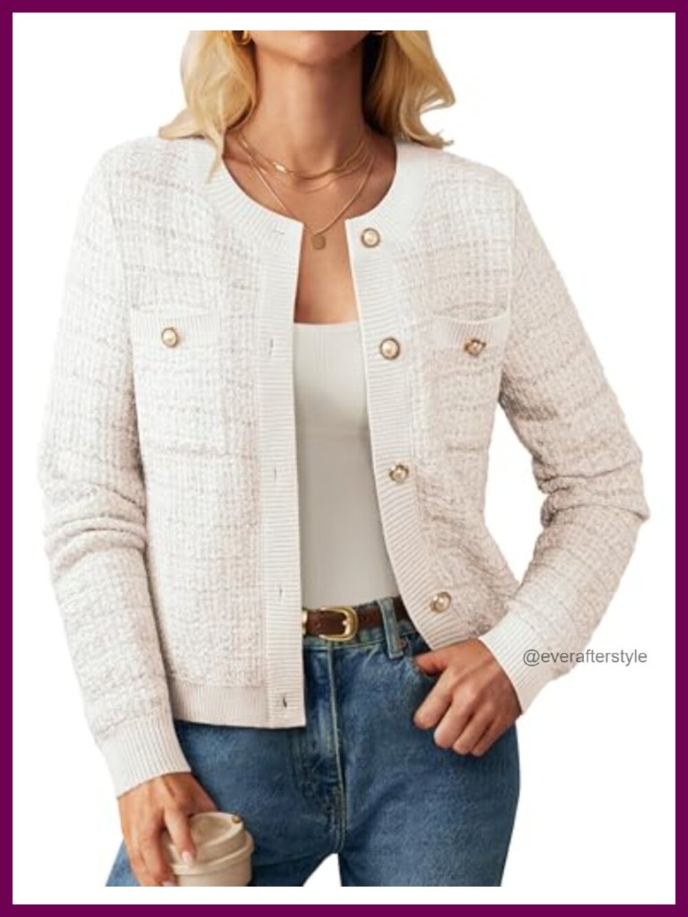 Women's Textured Knit Button Cardigan Sweater with Pockets